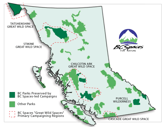 Graphic of BC hilighting BC Spaces for Nature involvement with creating those protected areas